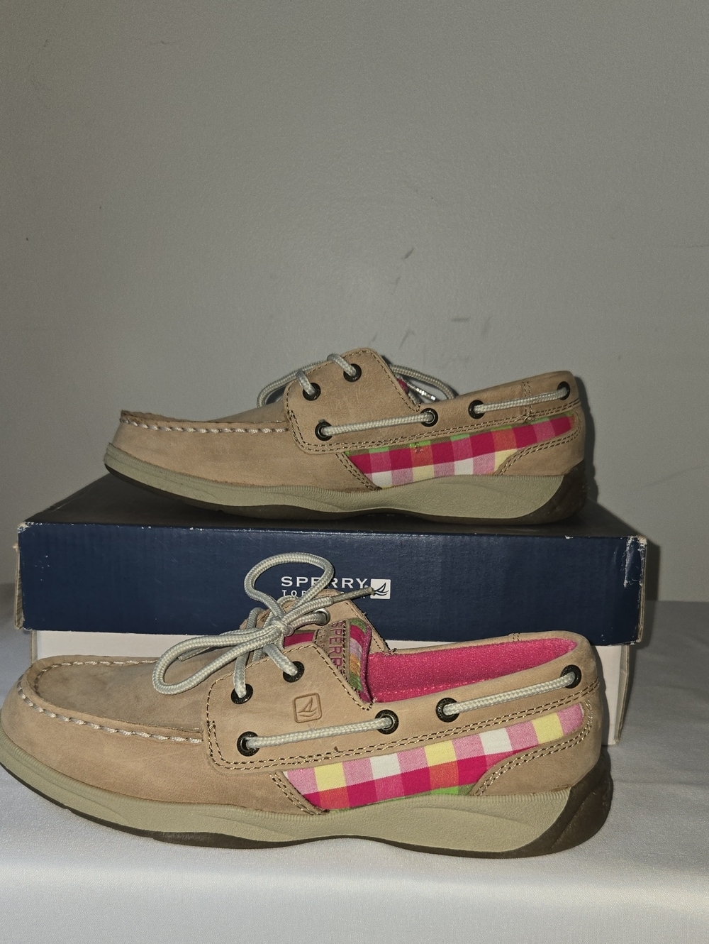 Girls Sperry Topsider Intrepid Linen/Paradise Boat Shoes US 4.5 M